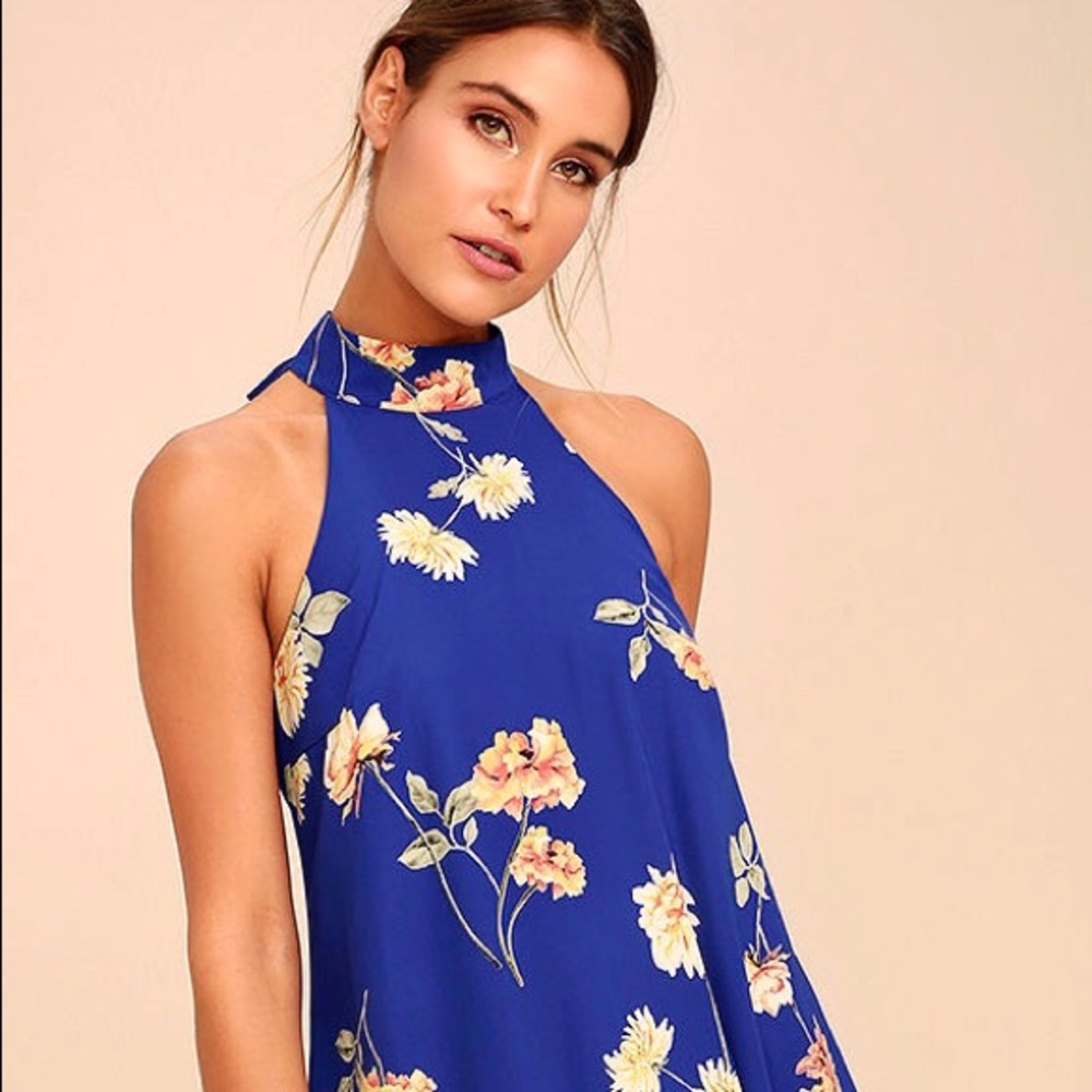 🌸 “Flower Power” Halter Bow Tie Print Swing Dress - Picture 12 of 16